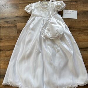 Elegant White Baby Dress with Bonnet